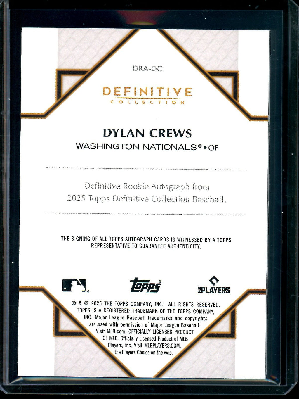 2025 Topps Definitive Dylan Crews Rookie Autograph Red /5 Nationals