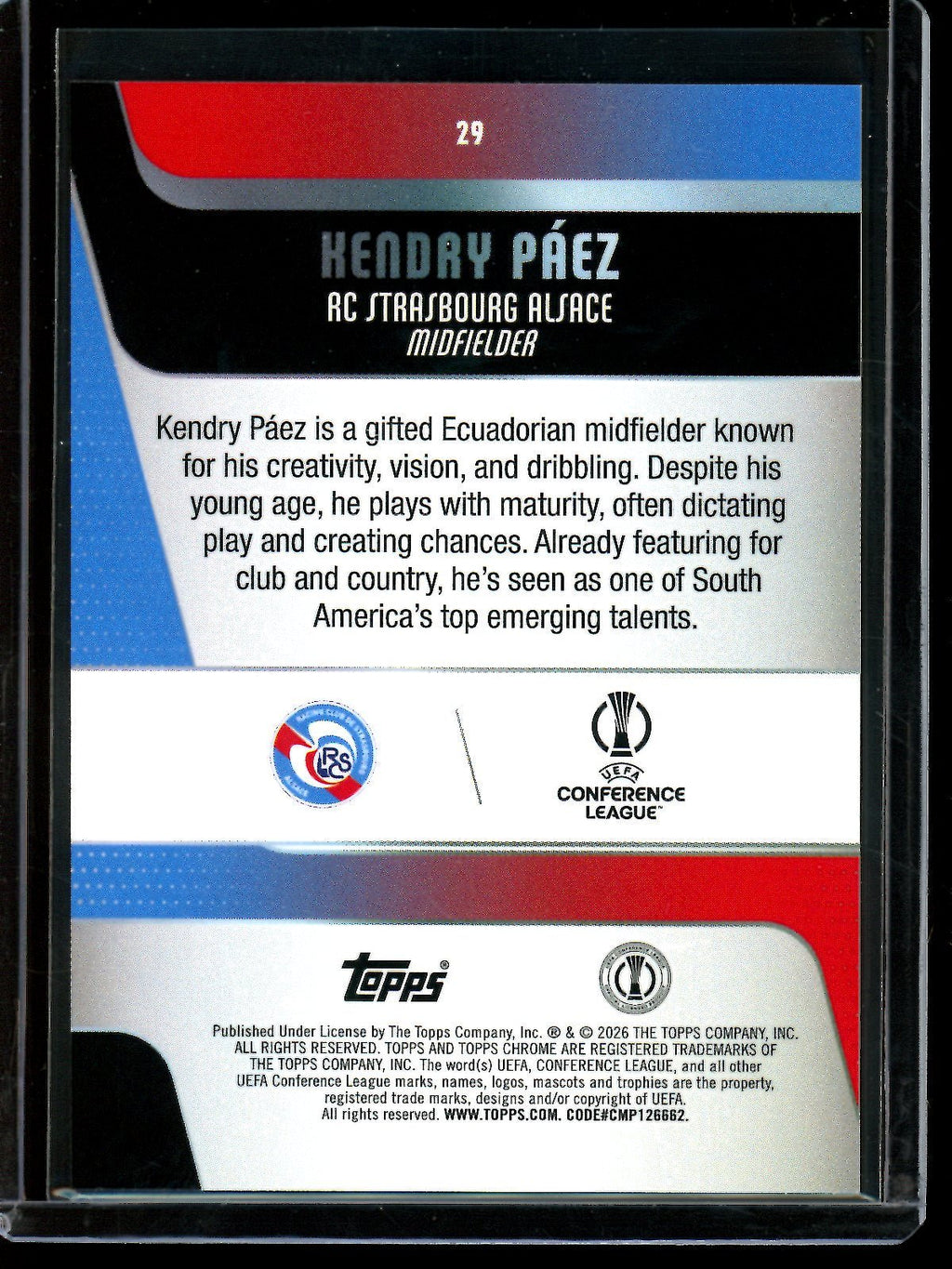 2026 Topps Chrome Hendry Paez Radiating Rookie SSP Strasbourg Alsace