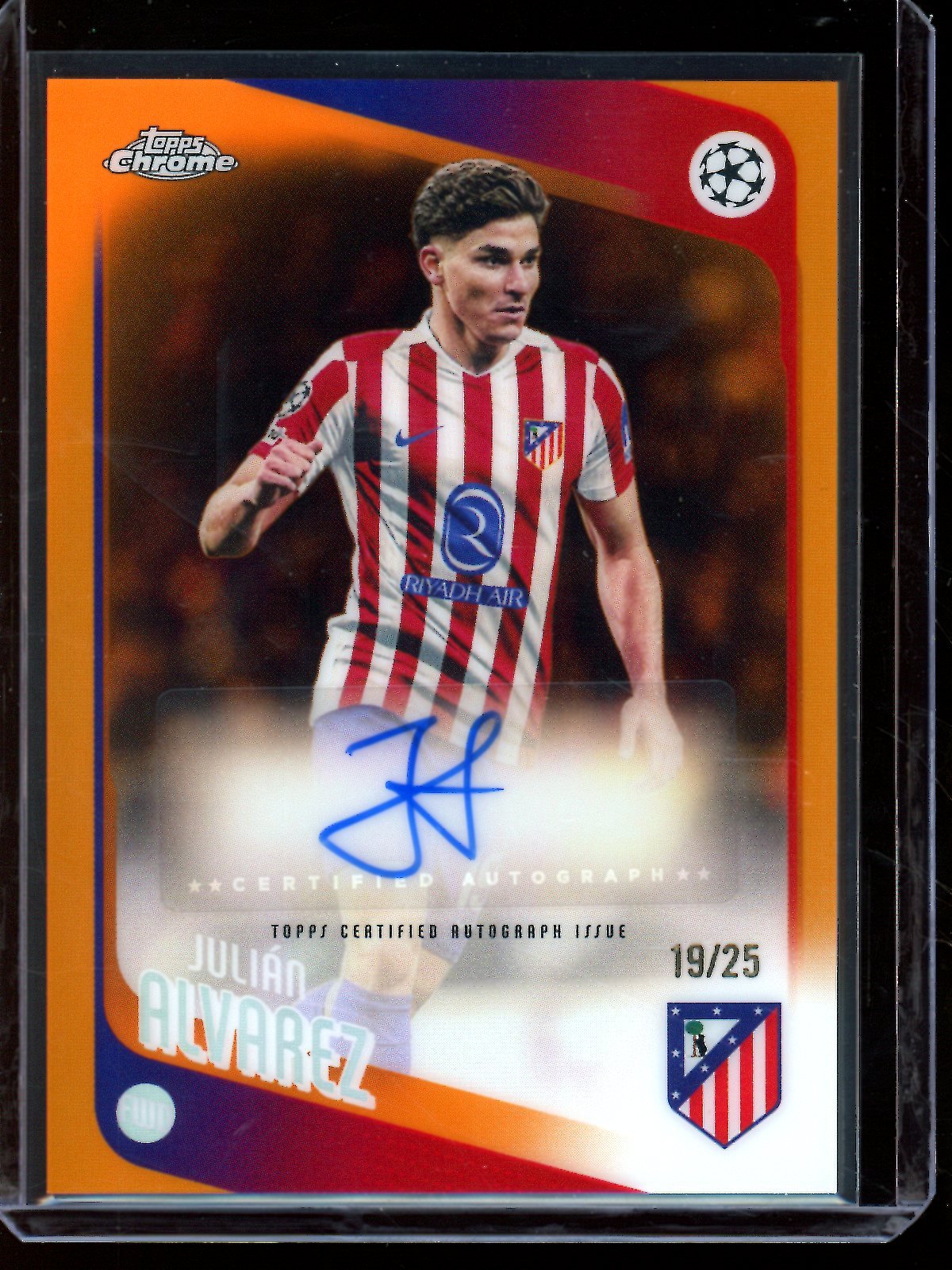 2026 Topps Chrome Julian Alvarez Orange Refractor Autograph /25 Atletico De Madrid