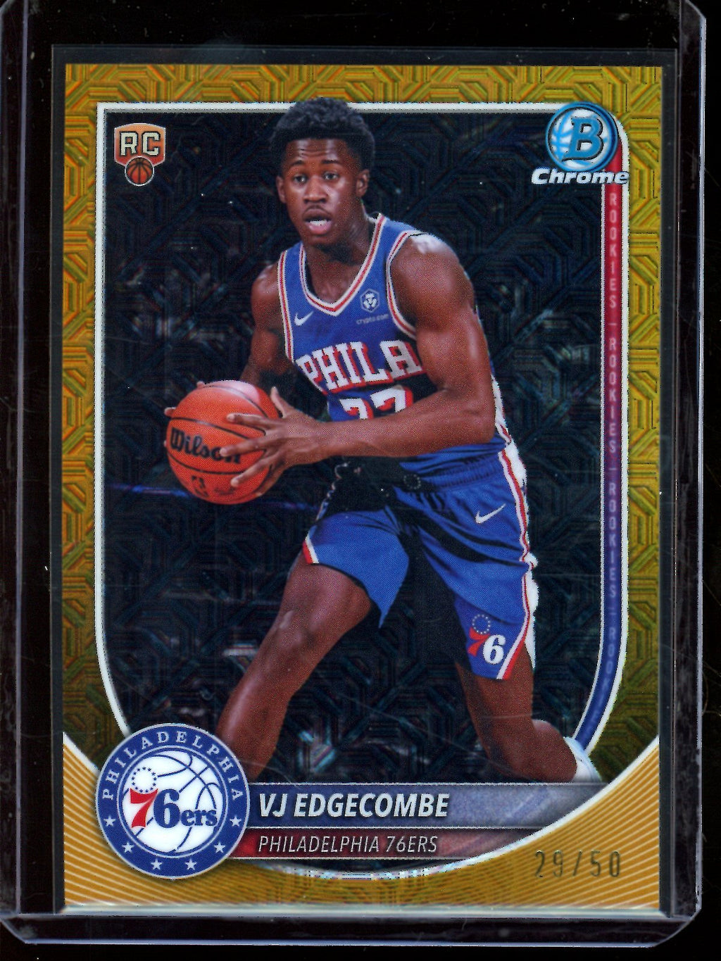 2025 Bowman Chrome VJ Edgecombe Gold Mojo Rookie /50 76ers