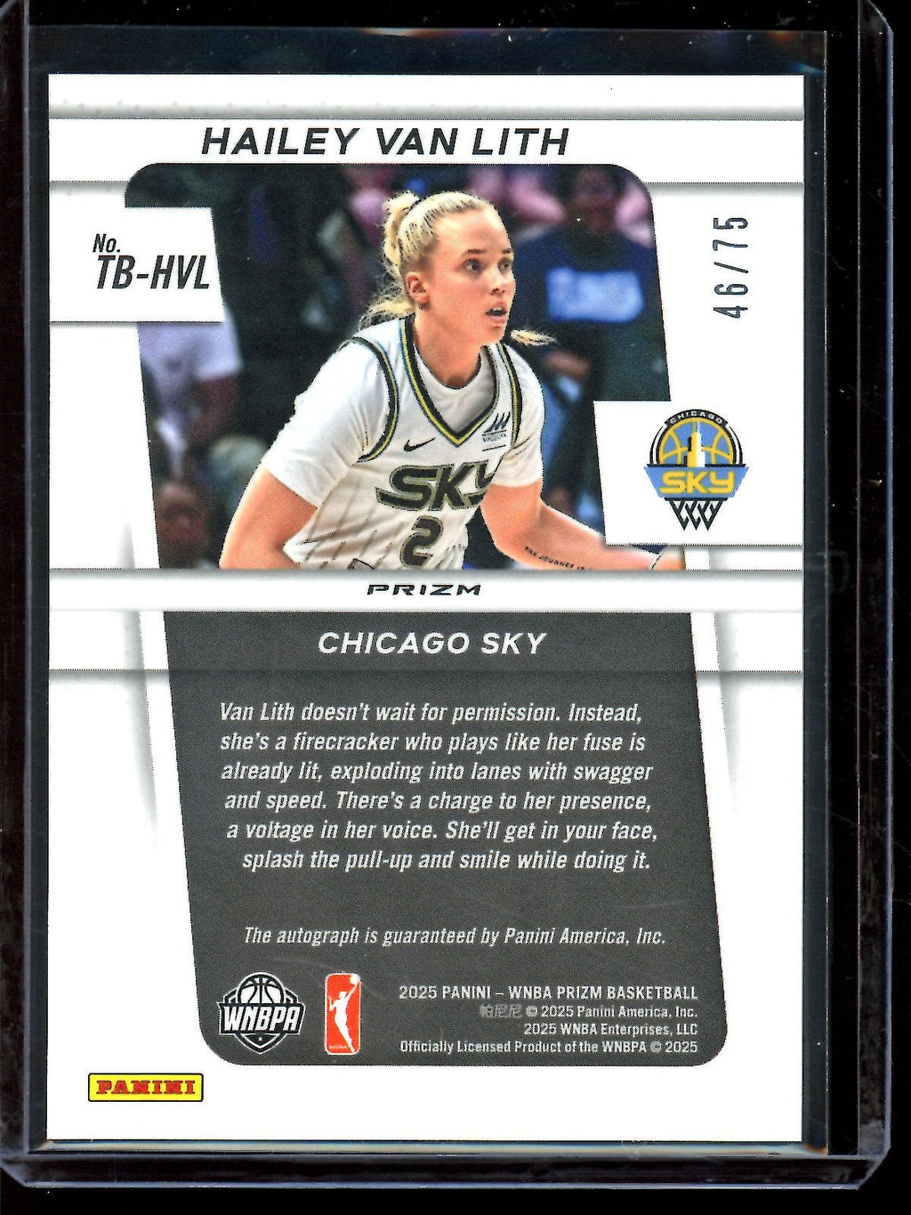 2025 Panini Prizm Hailey Van Lith Blue Rookie Autograph /75 Chicago Sky