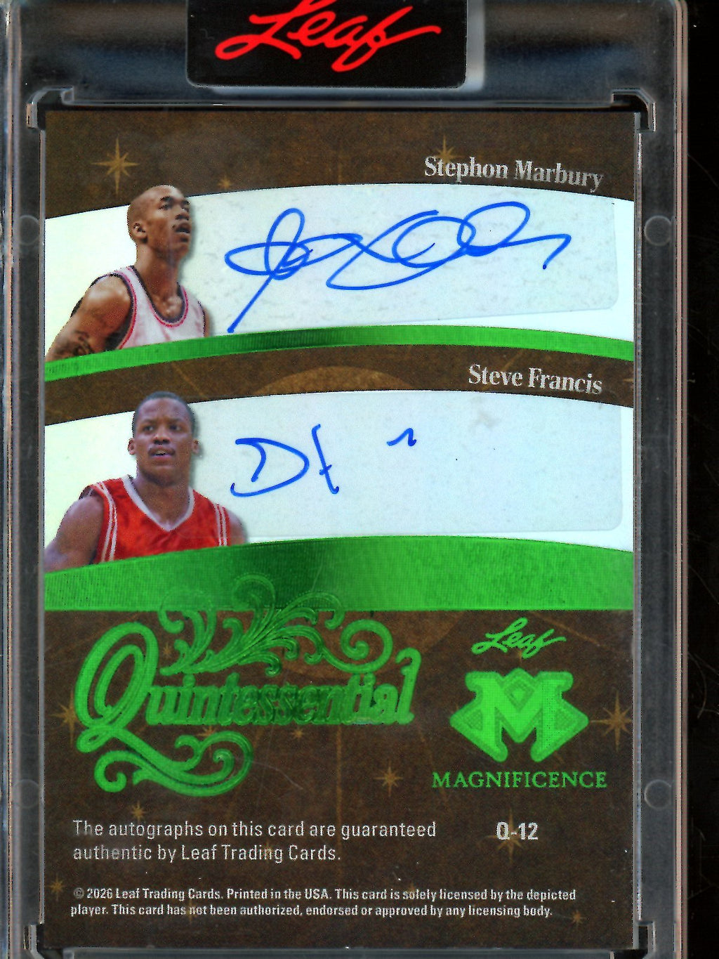 2026 Leaf Magnificence Nash / Kidd / Iverson / Marbury / Francis 5-Autograph Card /3 #Q-12