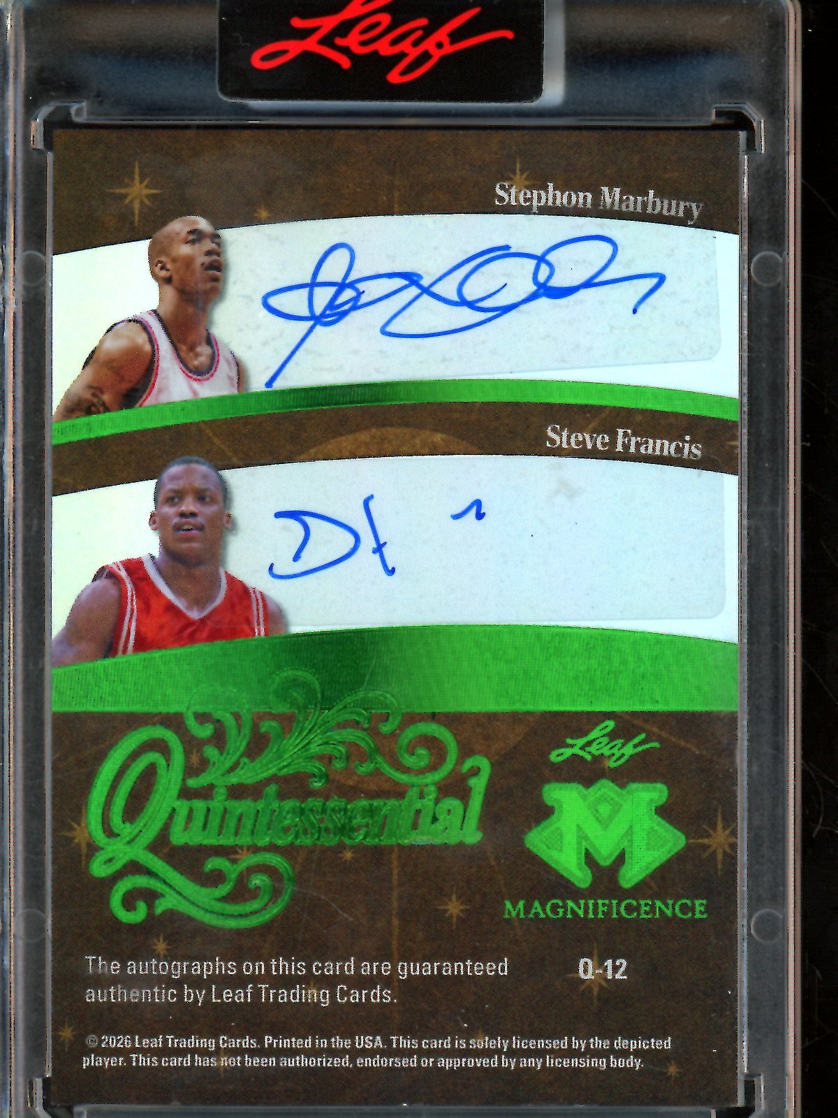 2026 Leaf Magnificence Nash / Kidd / Iverson / Marbury / Francis 5-Autograph Card /3 #Q-12