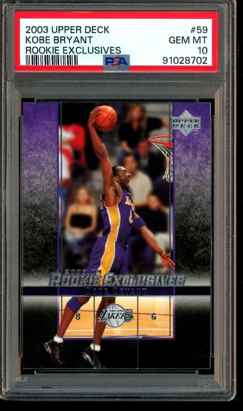 2003 Upper Deck Upper Deck Kobe Bryant Rookie Exclusives #59 PSA 10 Lakers