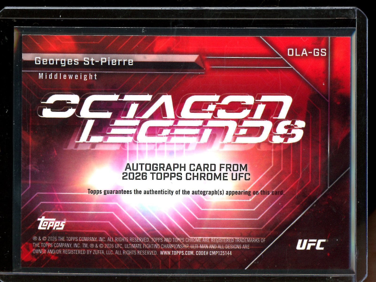 2026 Topps Chrome George St-Pierre Octagon Legends Red Refractor Autograph /5