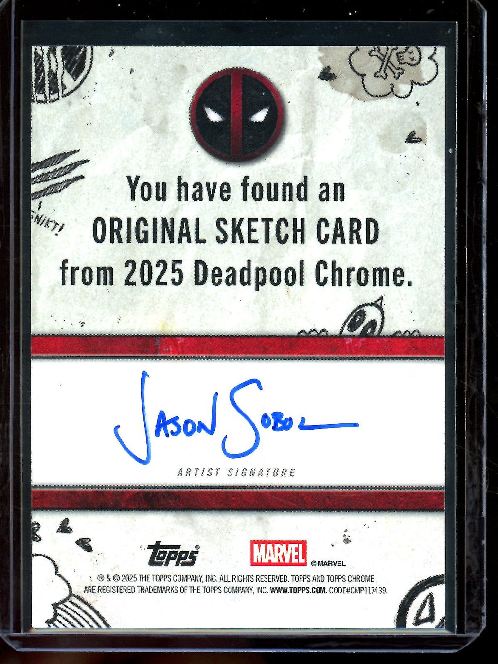 2025 Topps Deadpool Original Sketch Card Jason Sabol 1/1