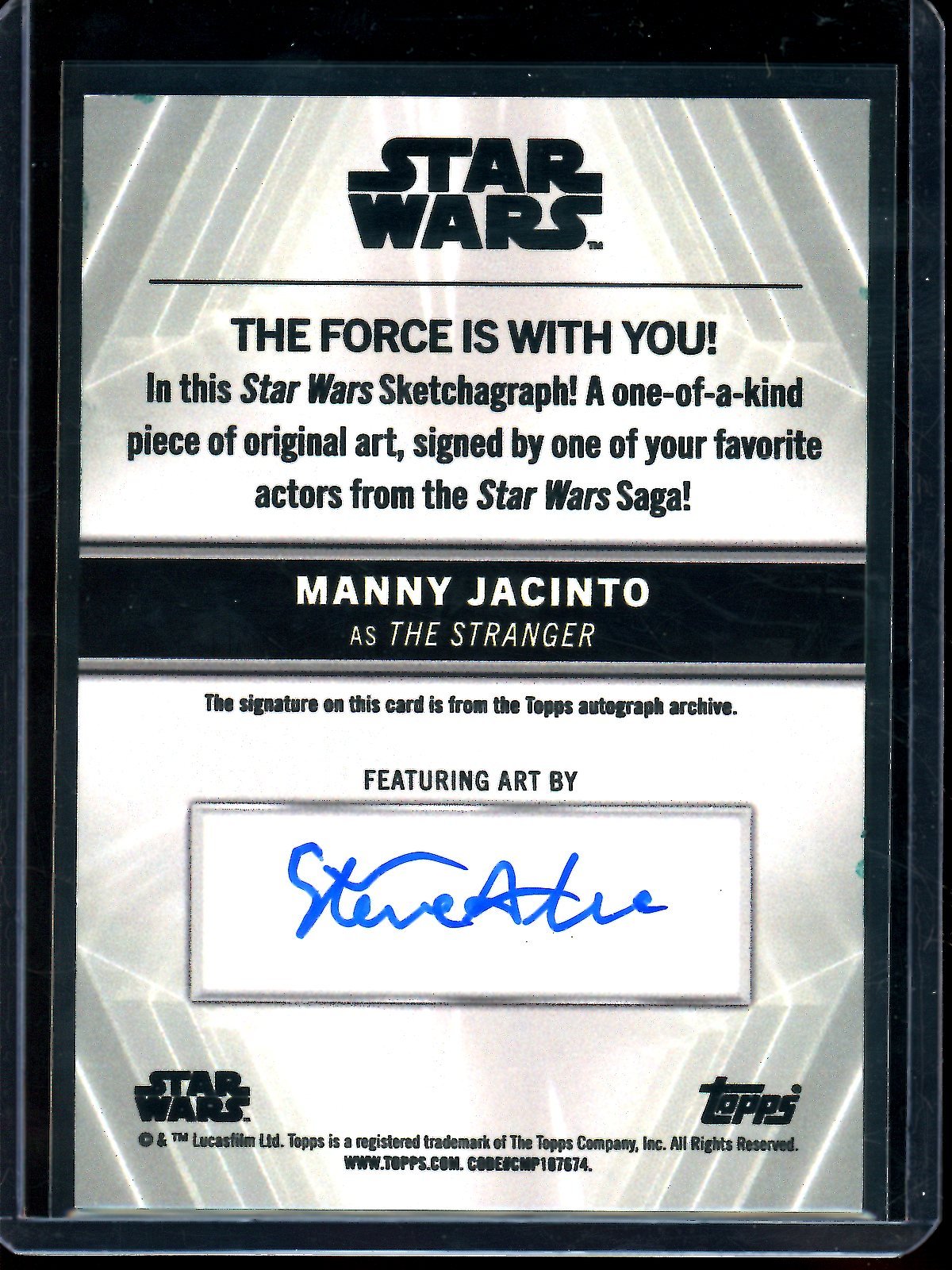 2026 Topps Star Wars Saga " The Stranger " 1/1 Sketchagraph Manny Jacinto / Steve Alce