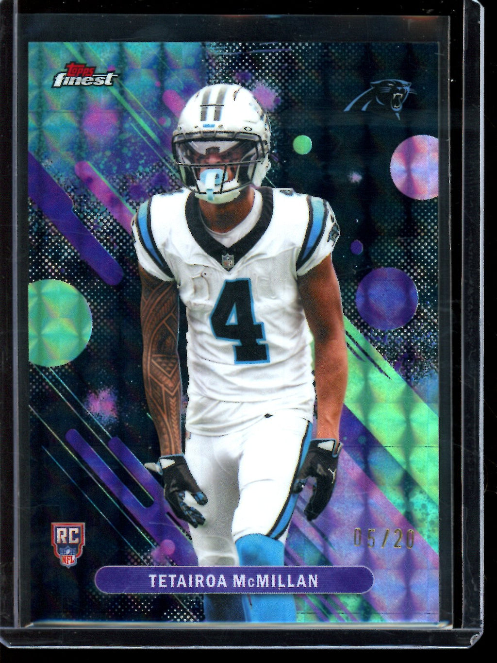 2025 Topps Finest Tetairoa McMillan Black Geometric Refractor Rookie /20 Panthers
