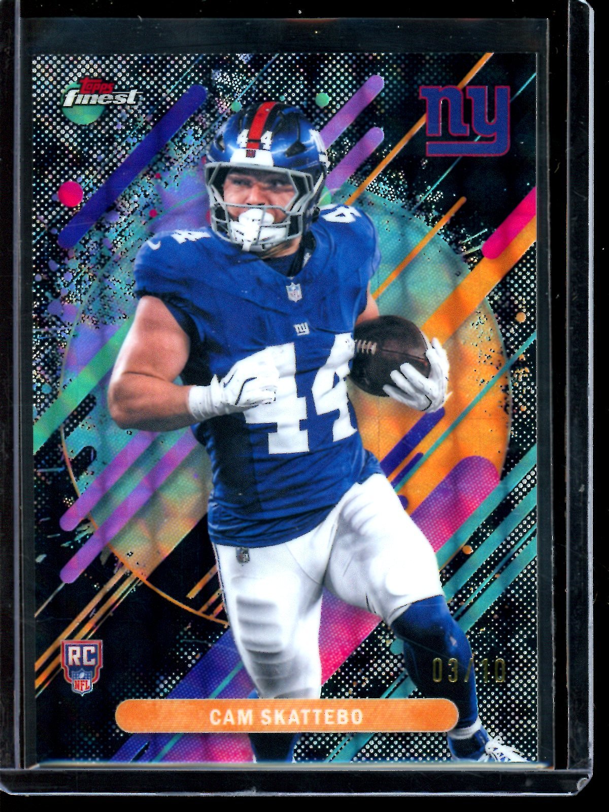 2025 Topps Finest Cam Skattebo Rare Black Geometric Rookie /10 Giants