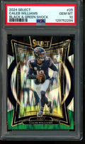 2024 Panini Select Caleb Williams Black and Green Shock Rookie PSA 10 Bears