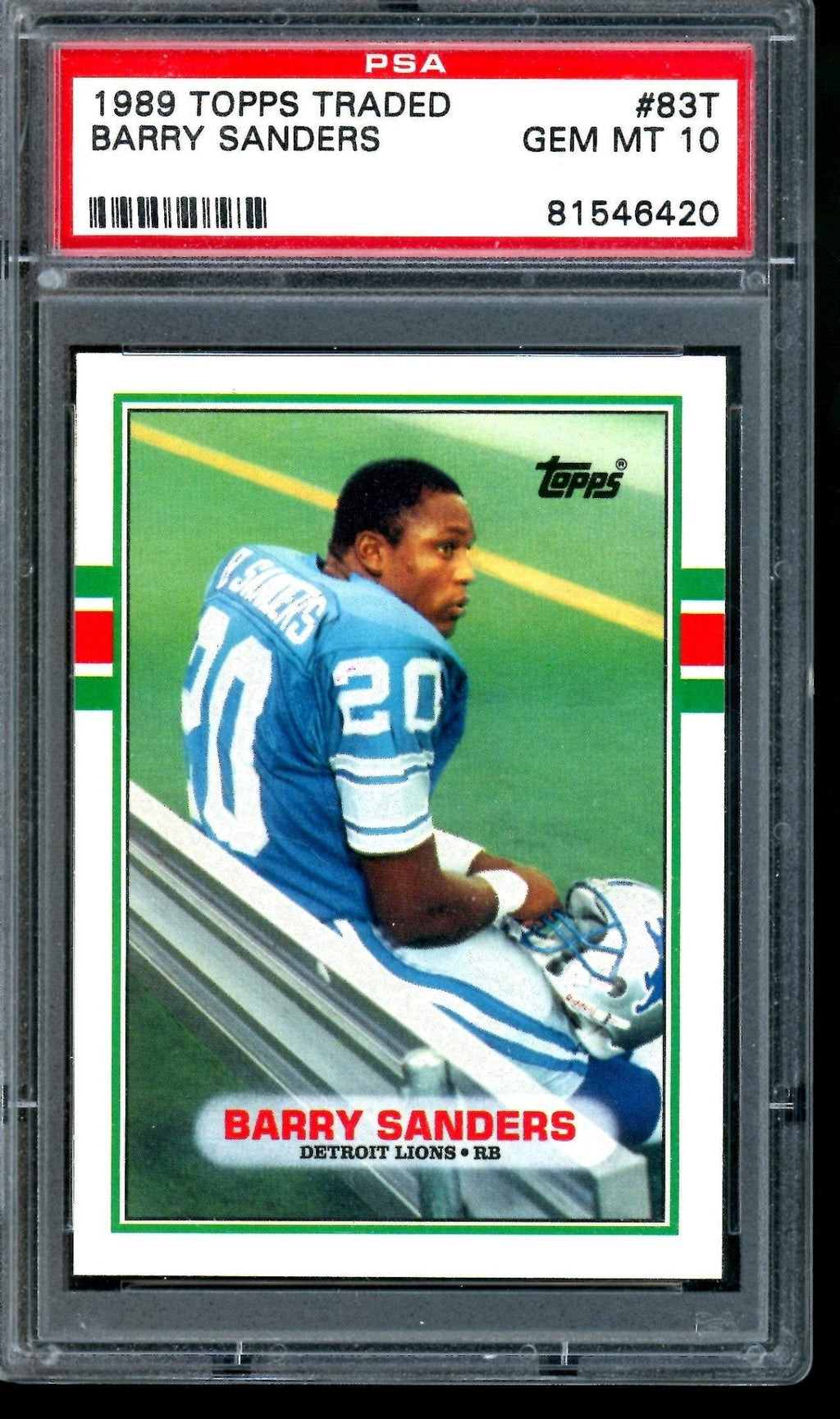 1989 Topps Traded Barry Sanders Rookie Card PSA 10 Lions