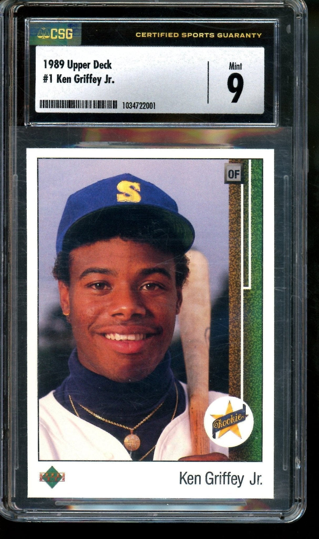1989 Upper Deck Ken Griffey Jr Rookie Card CGC 9 Mariners