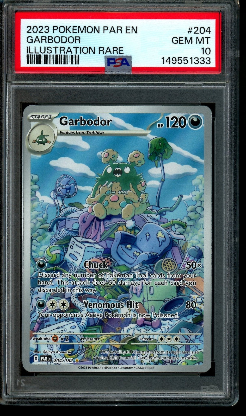2023 Pokemon Paradox Rift Garbodor 204/182 PSA 10