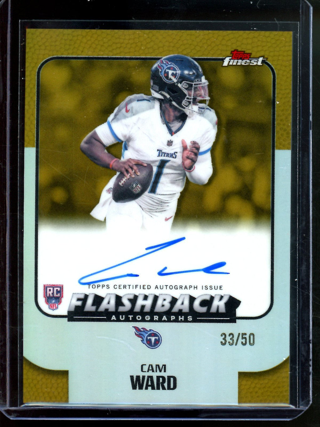 2025 Topps Finest Cam Ward Flashback Autographs Rookie Gold /50 Titans