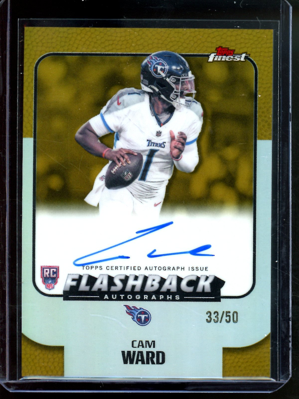 2025 Topps Finest Cam Ward Flashback Autographs Rookie Gold /50 Titans