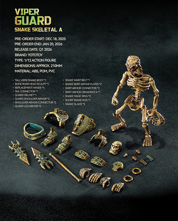 Yototoy SNAKE SKELETAL Series 1/12 Action Figure Set of 3 JAPAN OFFICIAL
