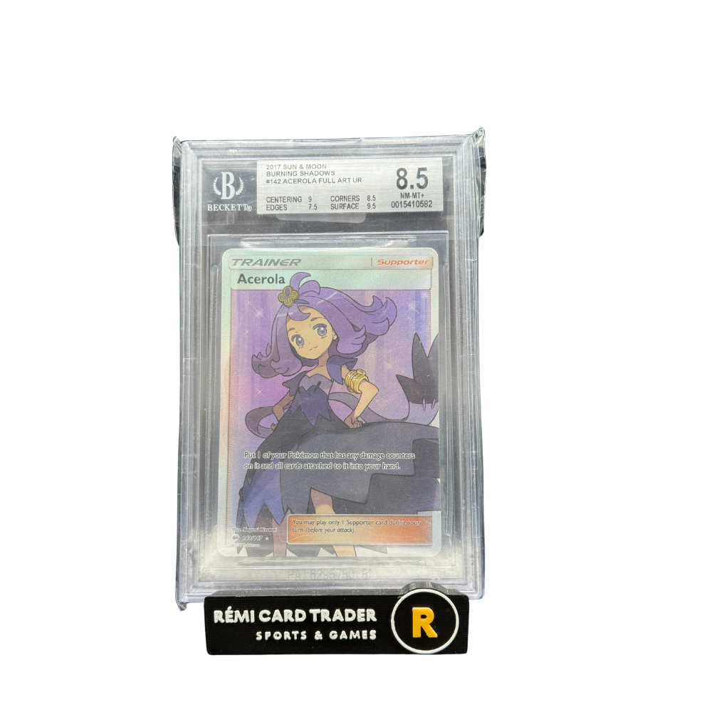 POKÉMON 2017 ACEROLA (BURNING SHADOWS) #142 BECKETT NM-MT 8.5
