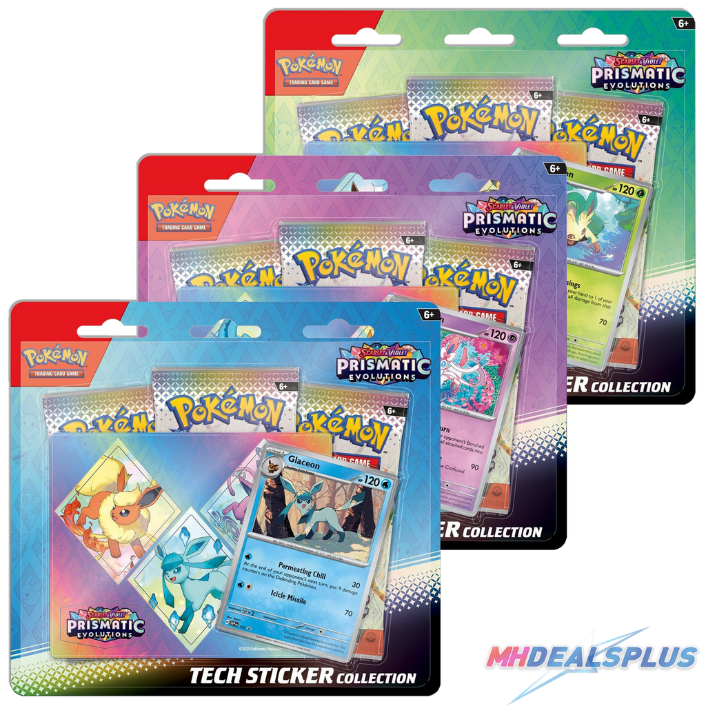 Pokemon Prismatic Evolutions Tech Sticker Collection Set of 3