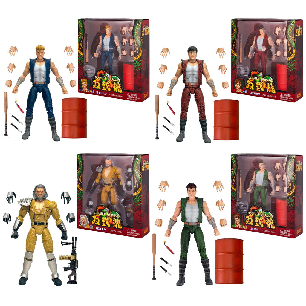 Double Dragon Deluxe Action Figure Set Of 4 | Billy, Jimmy, Willy, Jeff
