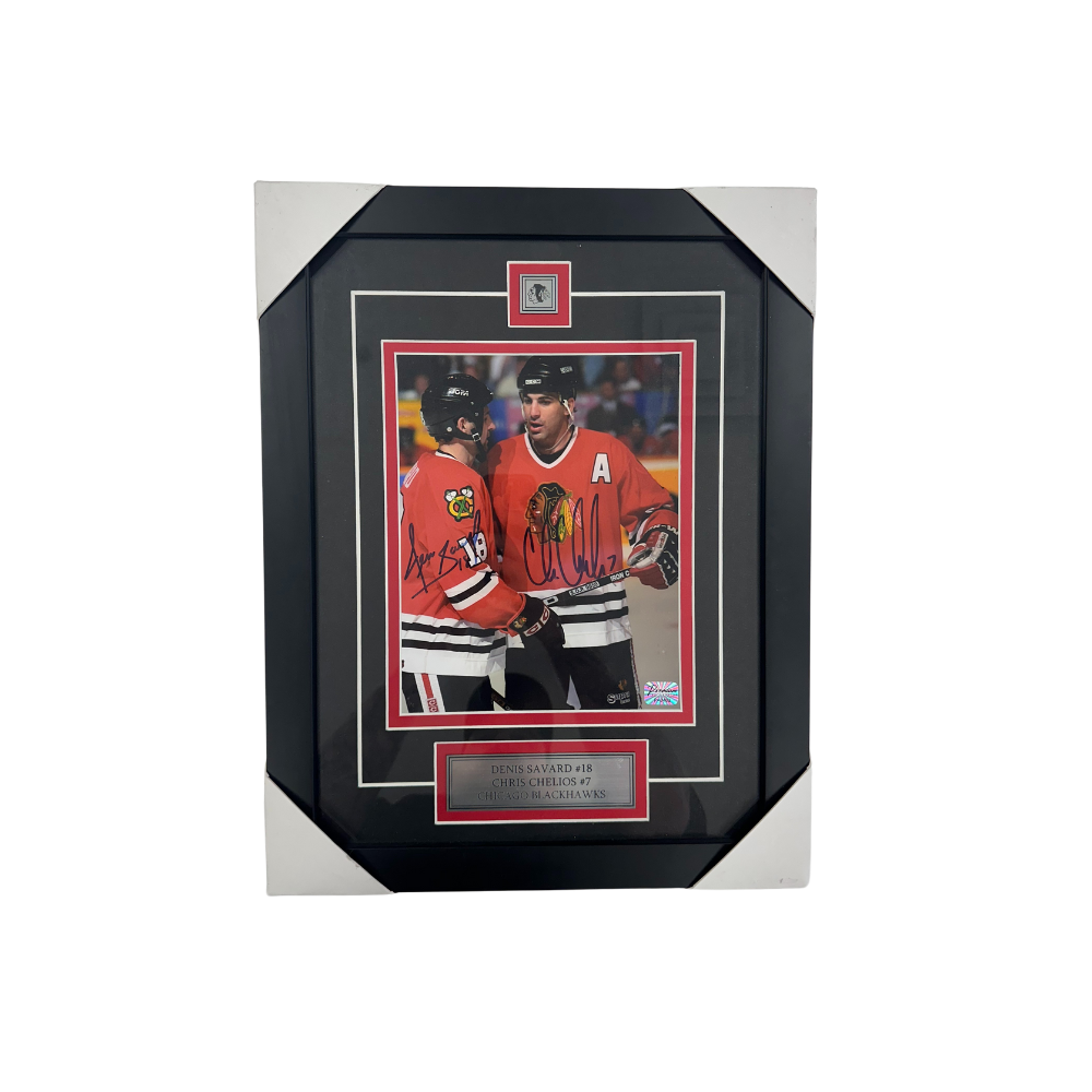 Cadre Photo De Hockey Autographié - Denis Savard & Chris Chelios (14 x 18)