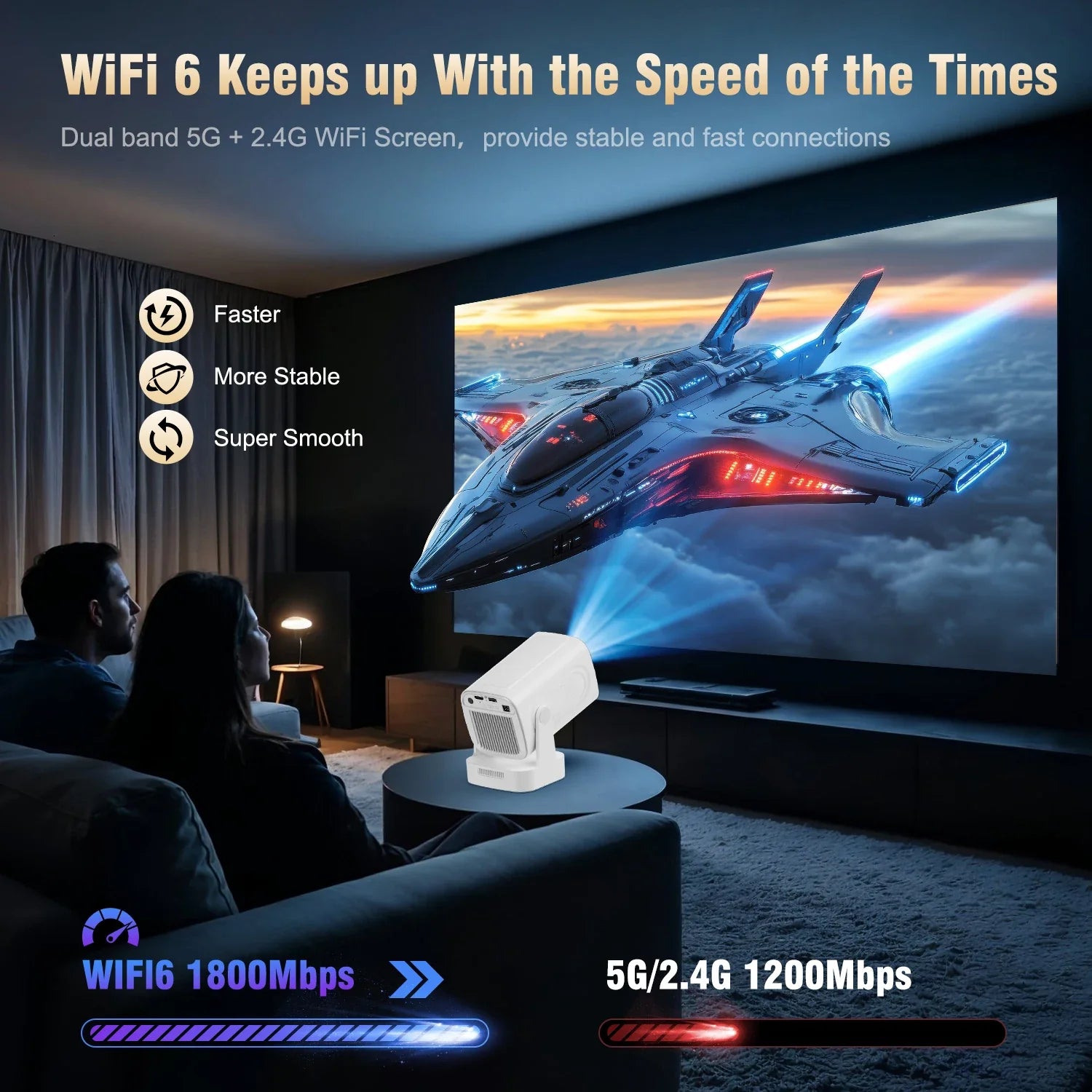 Magcubic Projector HY310 Auto Focus 4K Native 1080P 330ANSI Android11 5W Speaker Air Mouse Voice Assistant Upgrated HY300