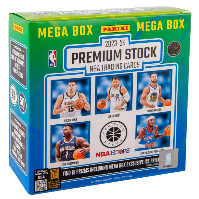 2023-24 Panini NBA Hoops Premium Stock Basketball Trading Card Mega Box (50 Cards)