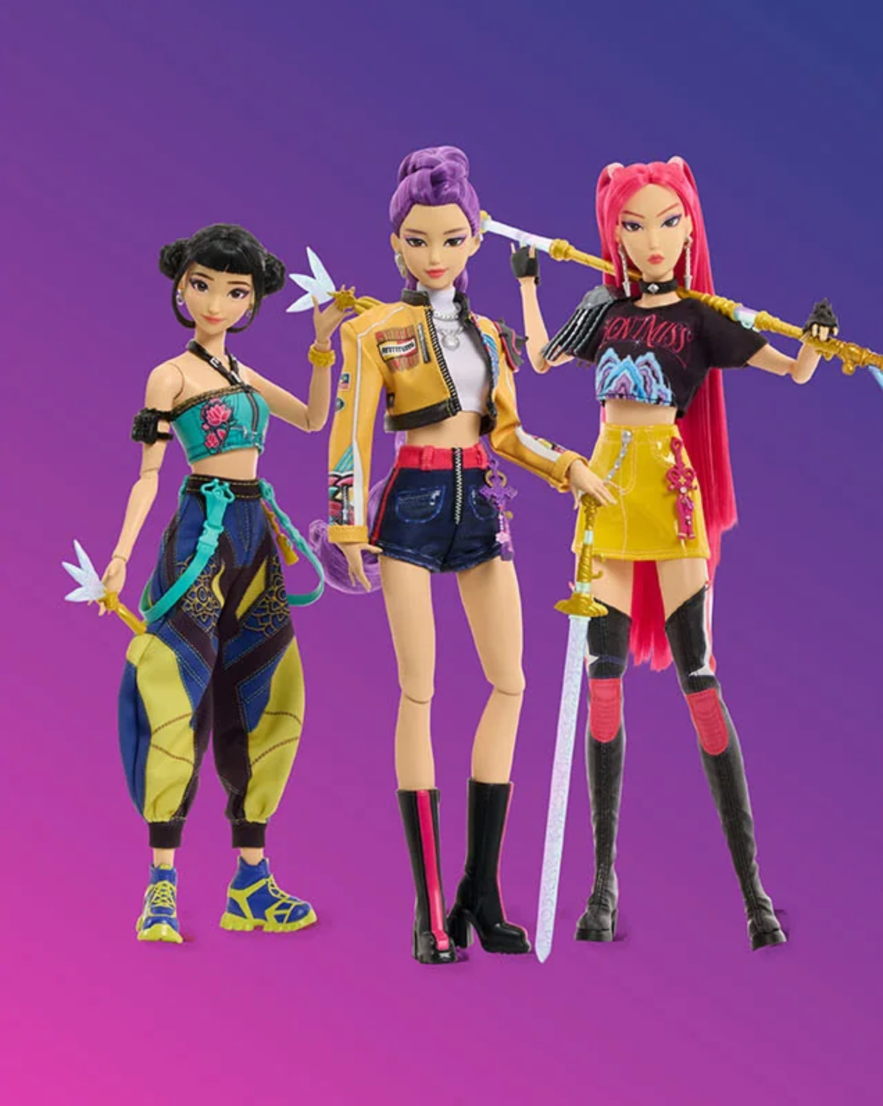 Mattel - KPOP Demon Hunters - Core Fashion Doll - Complete Set of 4 (Zoey, Mira, Rumi, Jinu) [PRE-ORDER AUGUST 2026]