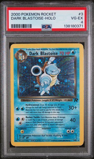 PSA 4 - 2000 POKEMON ROCKET #3 DARK BLASTOISE-HOLO SWIRL