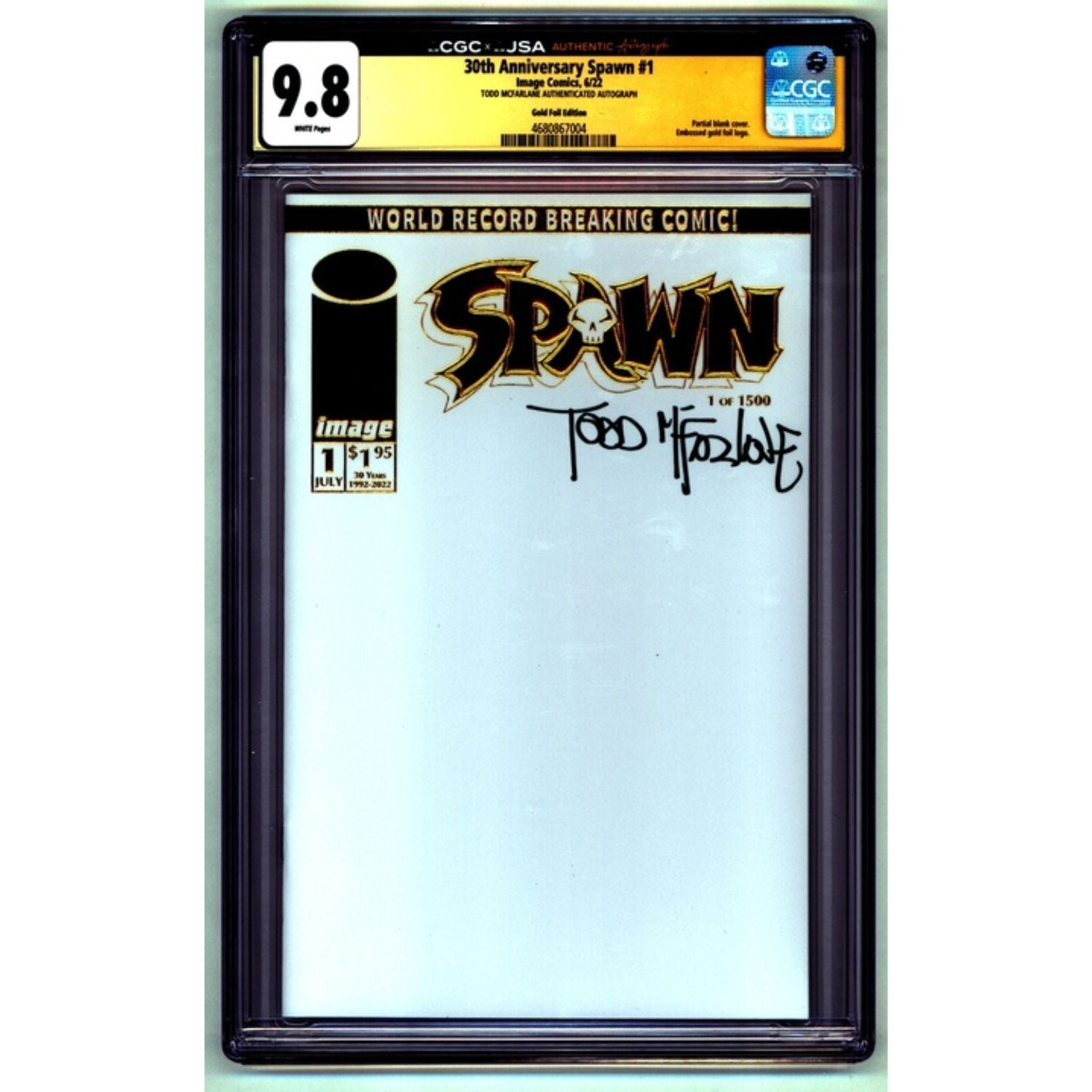 Spawn: #1 [CGC 9.8 Mcfarlane Signed Green 30th Anniversary Blank] 2022