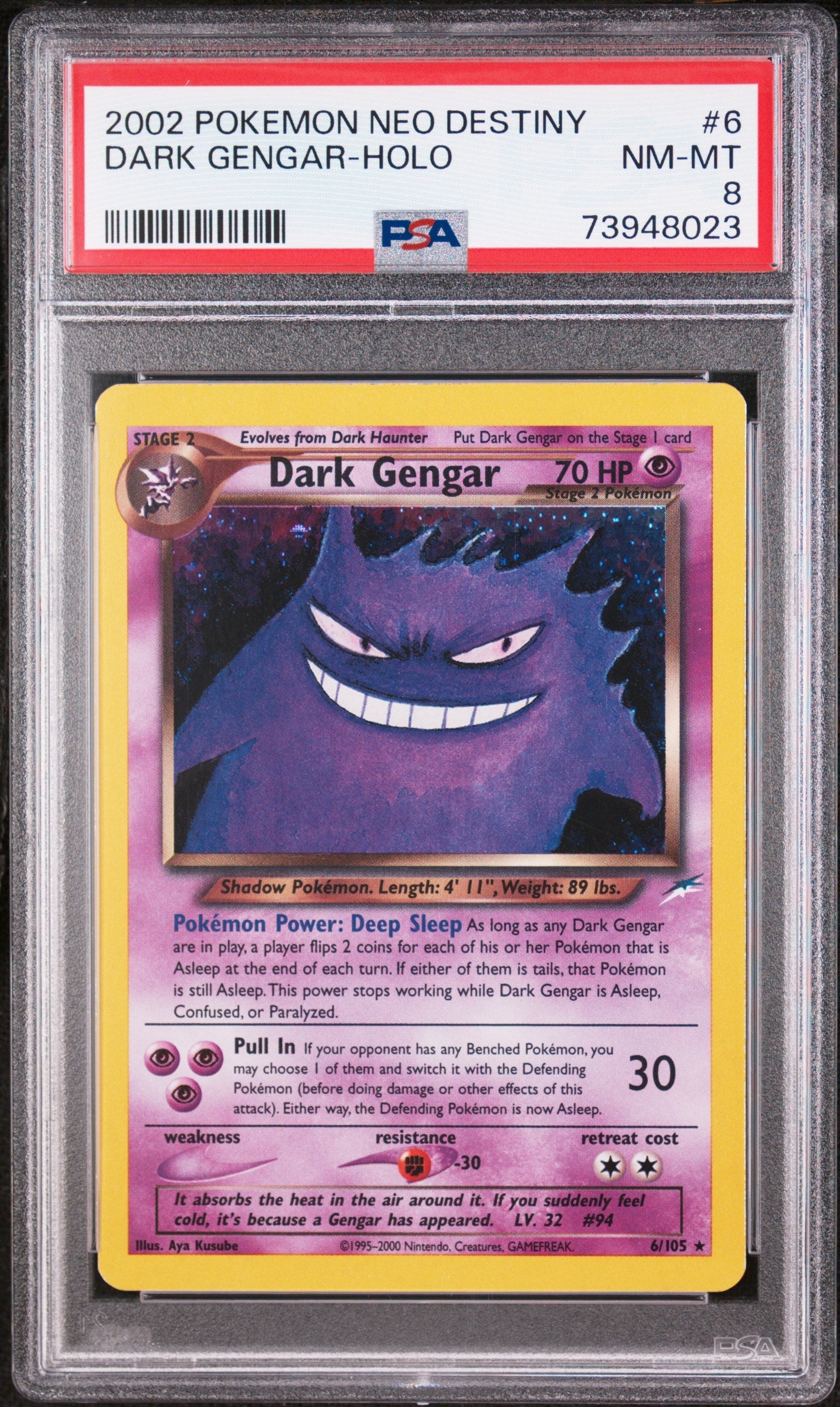 DUNKLES GENGAR-HOLO 2002 POKEMON NEO DESTINY PSA NM-MT 8
