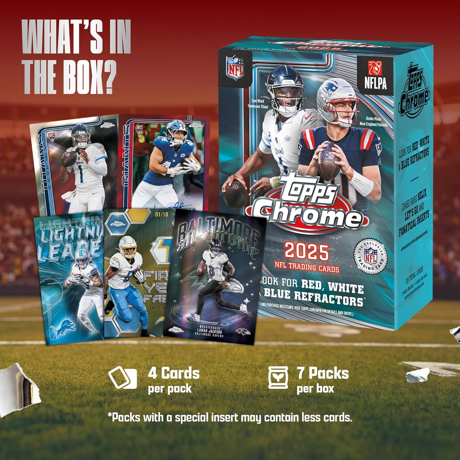 2025 Topps Chrome NFL - Mega Box (42 Cards)
