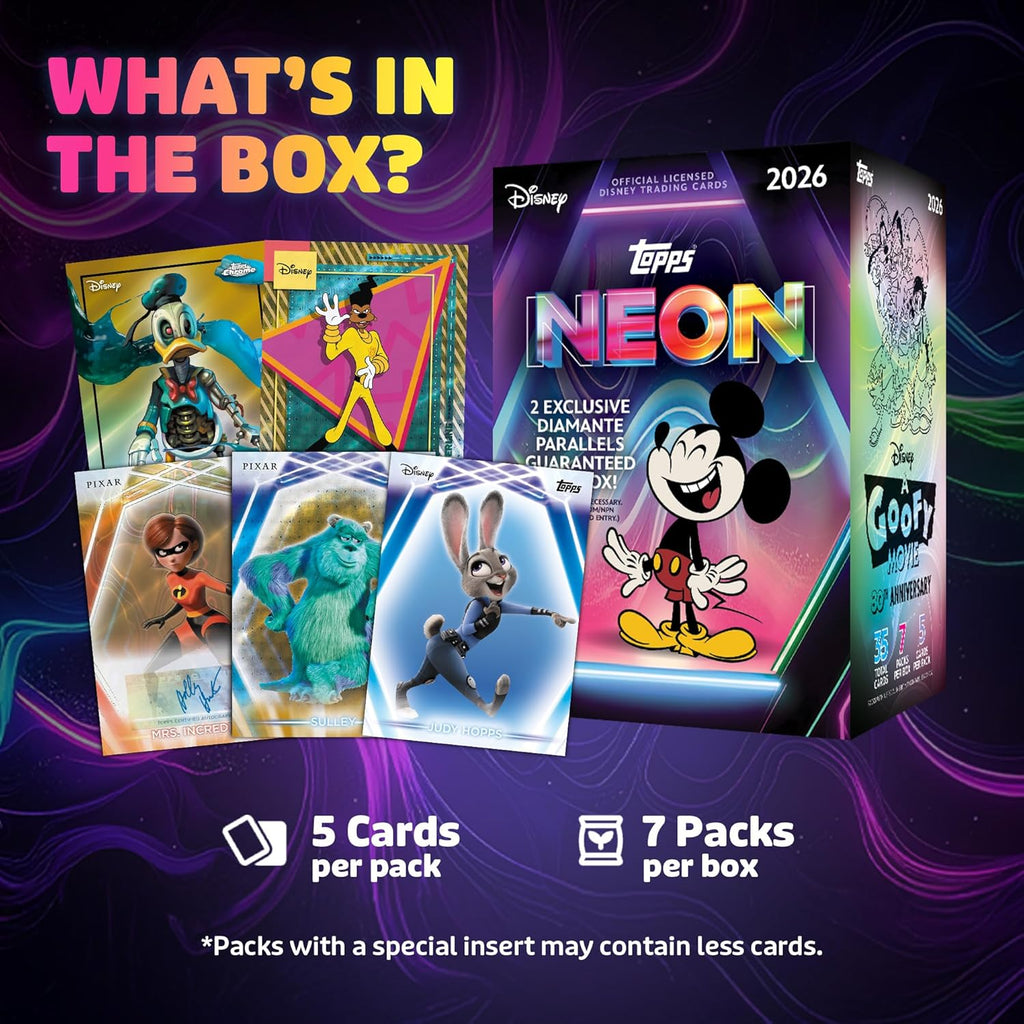 2026 Topps Neon Disney - Mega Box (50 Cards)