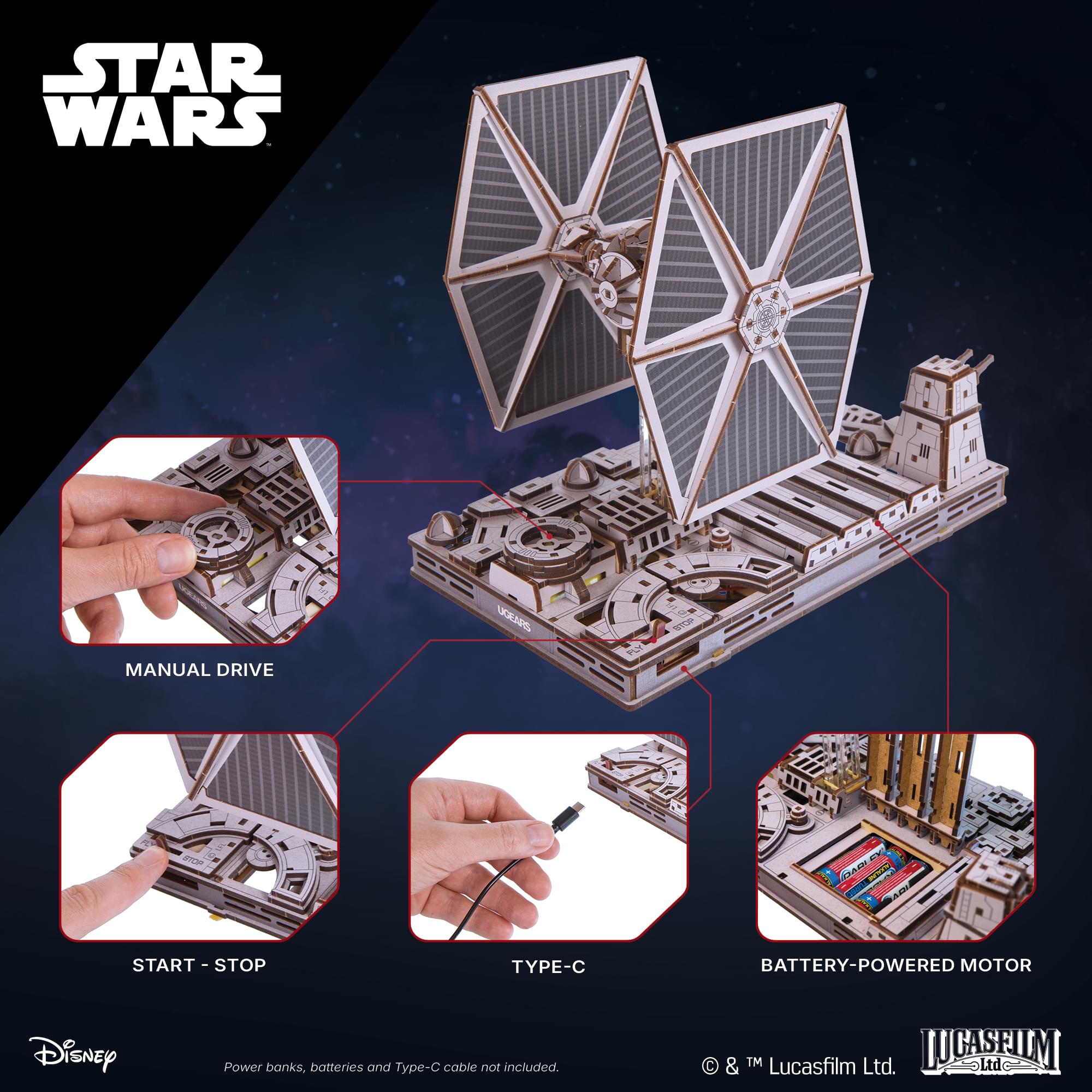 Star Wars TIE Fighter 3D Wooden Puzzle Mechanical Model Kit