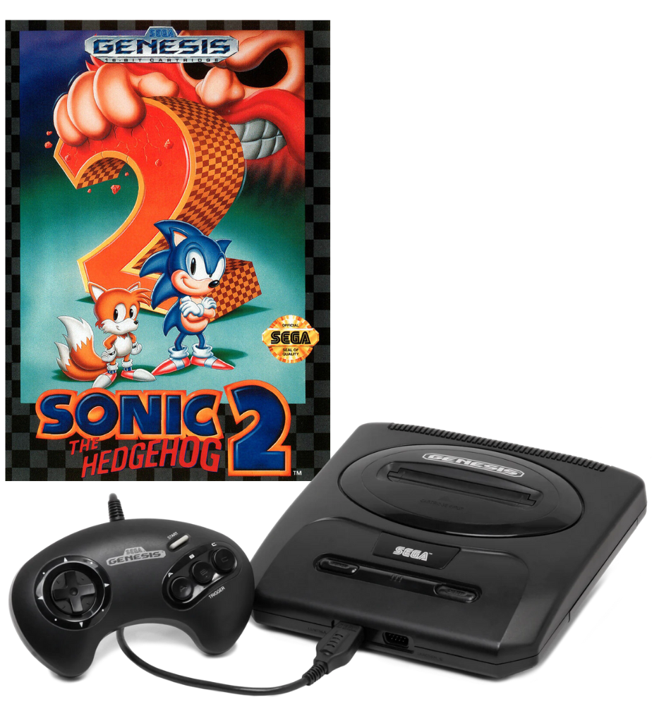 Sega Genesis Model 2 (Third Party Controller) and Sonic The Hedgehog 2 Console Bundle Pack