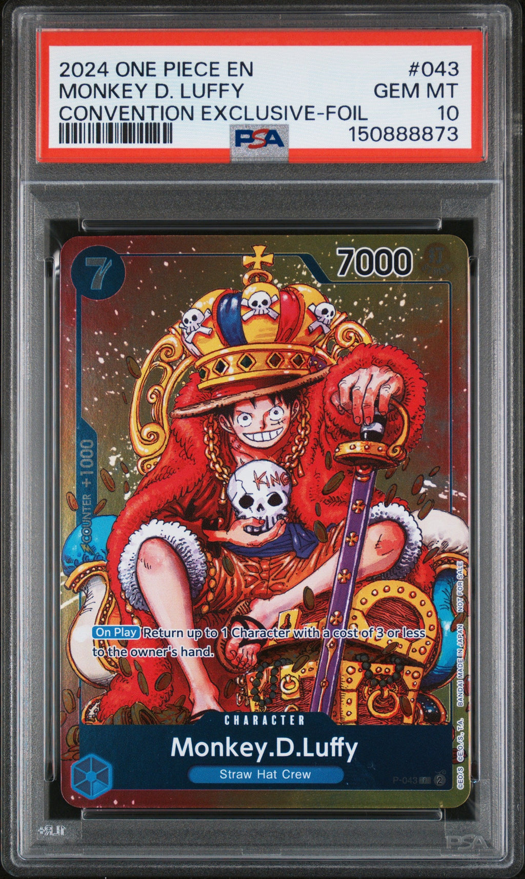 MONKEY D. LUFFY CONVENTION EXKLUSIV-FOIL 2024 ONE PIECE PROMOS PSA GEM MT 10