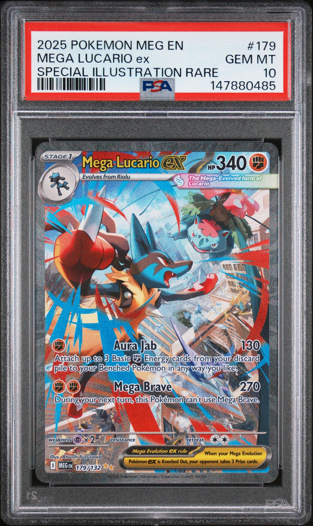 MEGA LUCARIO ex SPECIAL ILLUSTRATION RARE 2025 POKEMON MEG EN-MEGA EVOLUTION PSA GEM MT 10