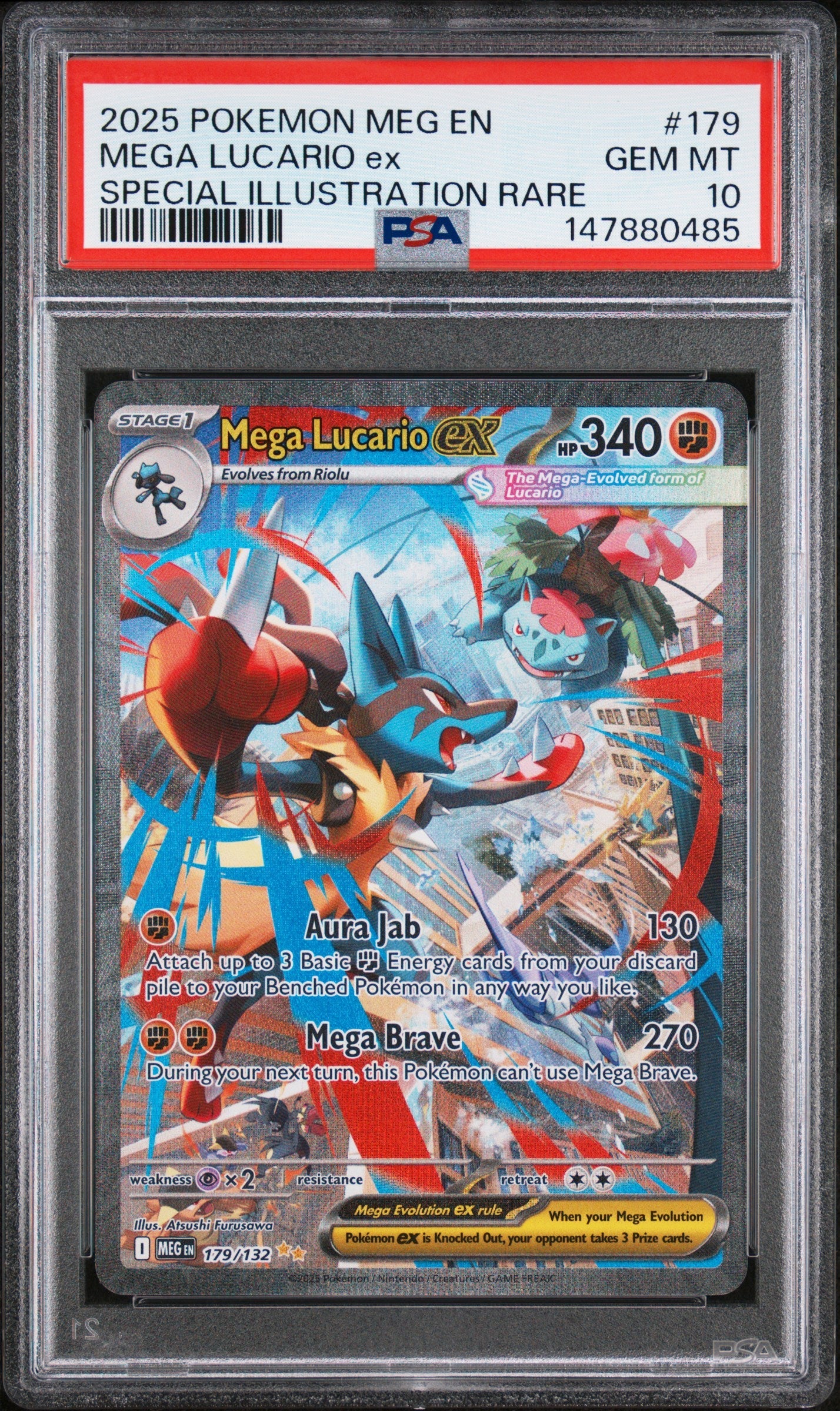 MEGA LUCARIO ex SPECIAL ILLUSTRATION RARE 2025 POKEMON MEG EN-MEGA EVOLUTION PSA GEM MT 10