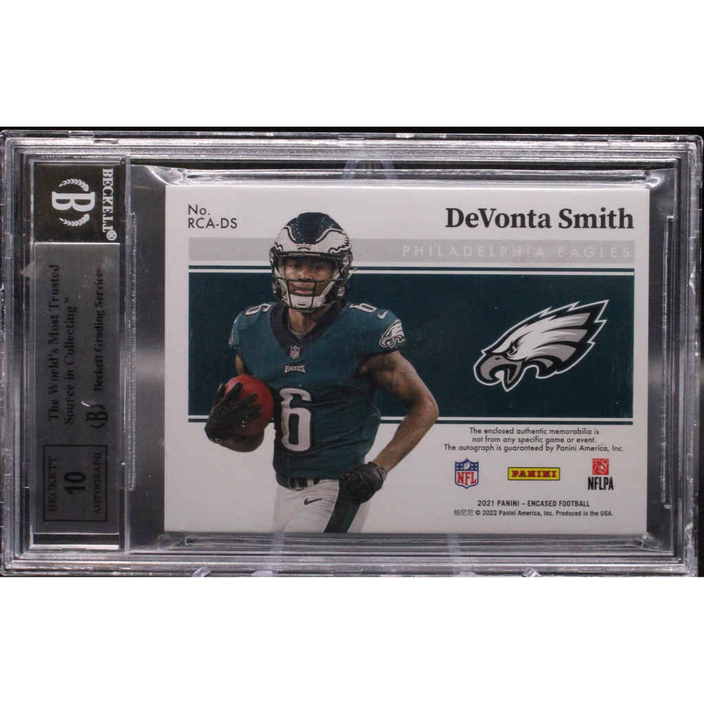 2021 Panini Encased Football - Devonta Smith RCA-DS - Rookie Dual Swatches /25 - Beckett 9