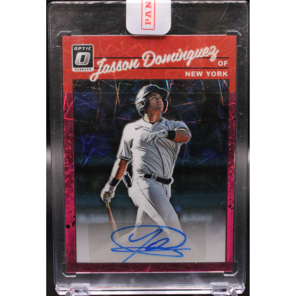 2023 Panini Donruss Optic Baseball - Jasson Dominguez 1990-JD - Optic Pink Velocity Auto /7