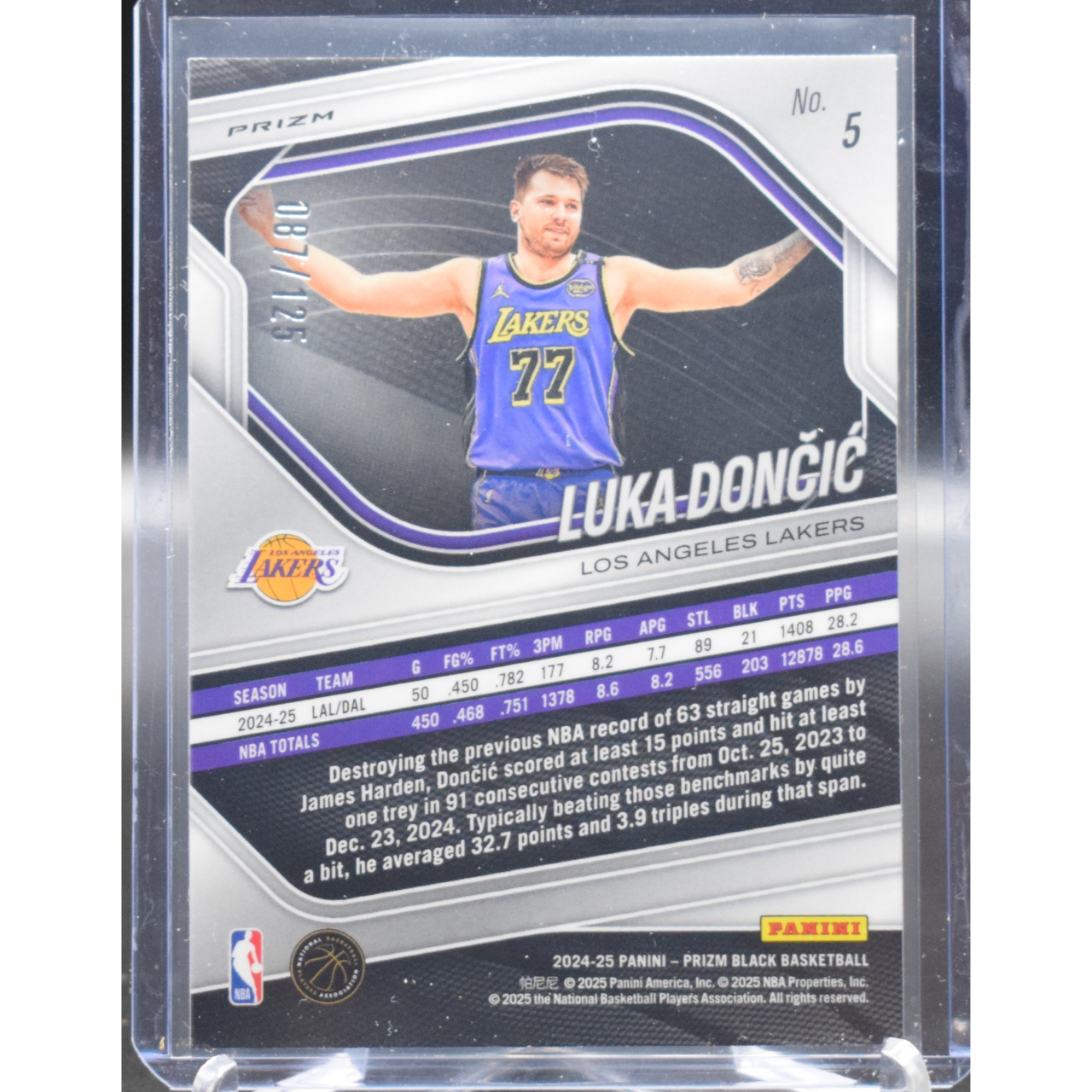 2024 Panini Prizm Black Basketball - Luka Doncic 5 - Blue Ice /125