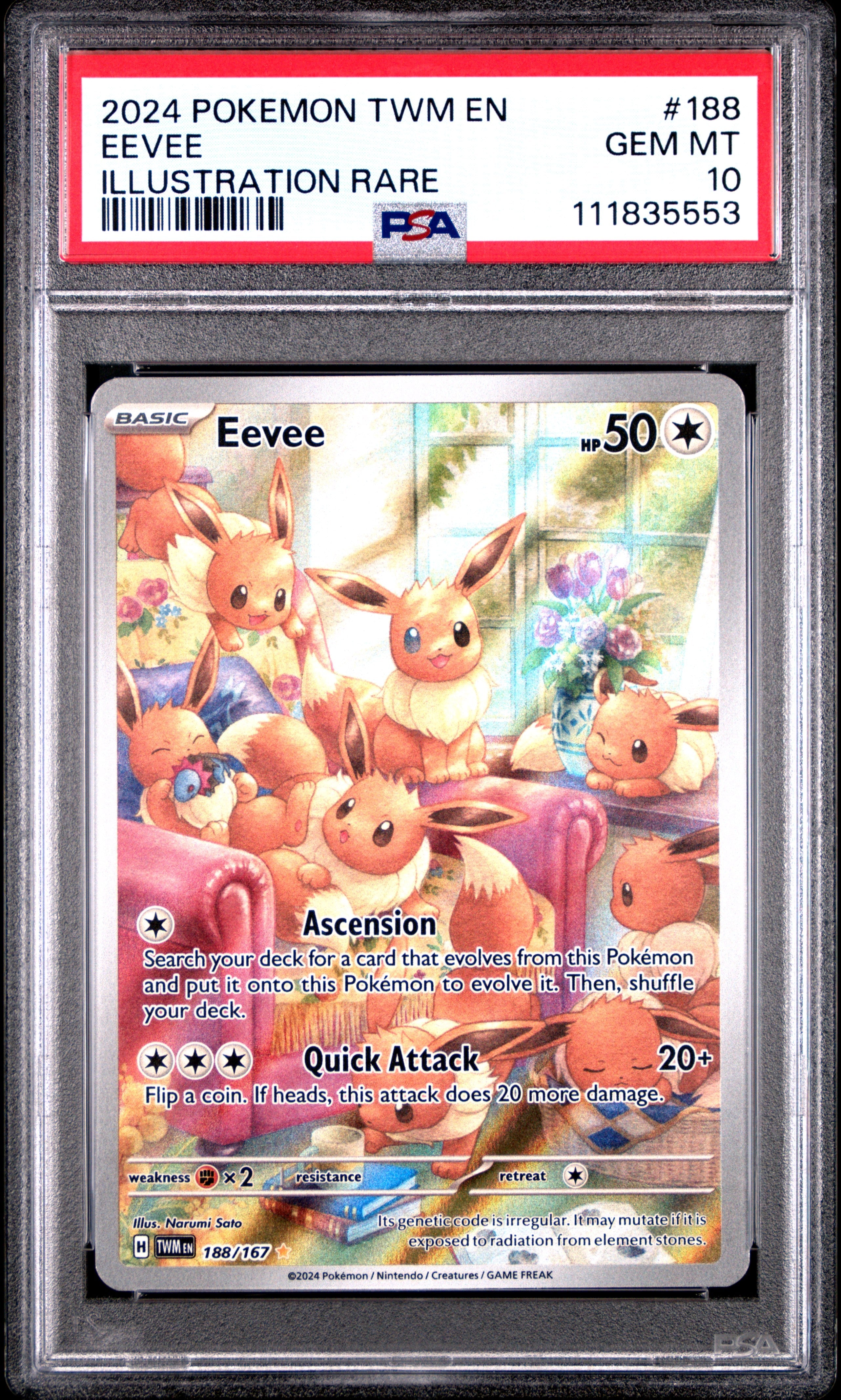 PSA GEM MT 10 Eevee(188/167) [Twm En-Twilight Masquerade] - 111835553