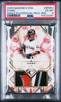 Ichiro 2025 Topps Diamond Icons dual relic red #'d 2/5 PSA 6