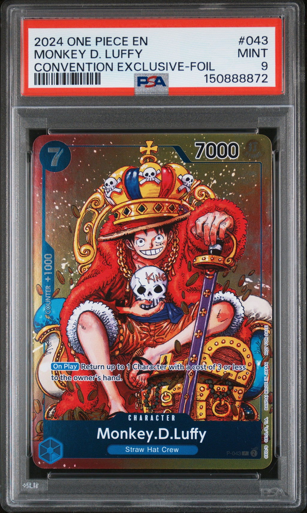 MONKEY D. LUFFY CONVENTION EXCLUSIVE-FOLIE 2024 ONE PIECE PROMOS PSA MINT 9