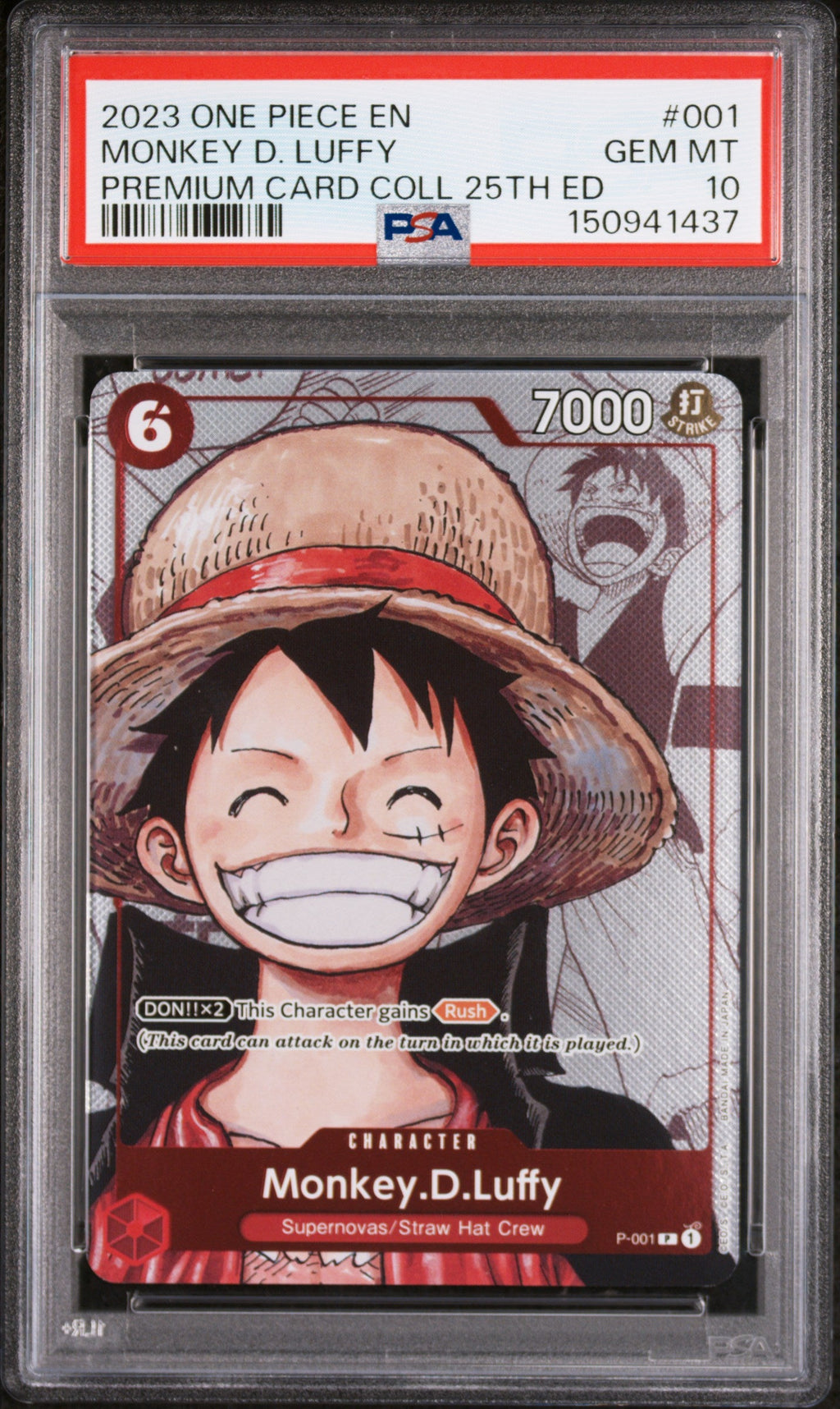 Monkey.D.Luffy Prem. Card Collection 25th Ed. PSA 10
