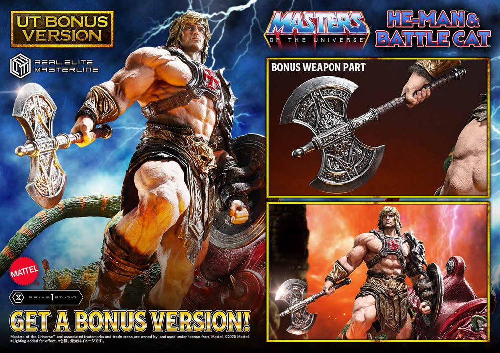 Real Elite Masterline Masters of the Universe He-Man &amp; Battle Cat Ultimate Bonus Version