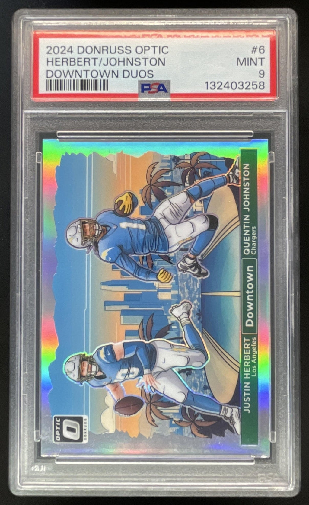 2024 Donruss Optic Downtown Duos #6 Justin Herbert Quentin Johnston SSP PSA 9
