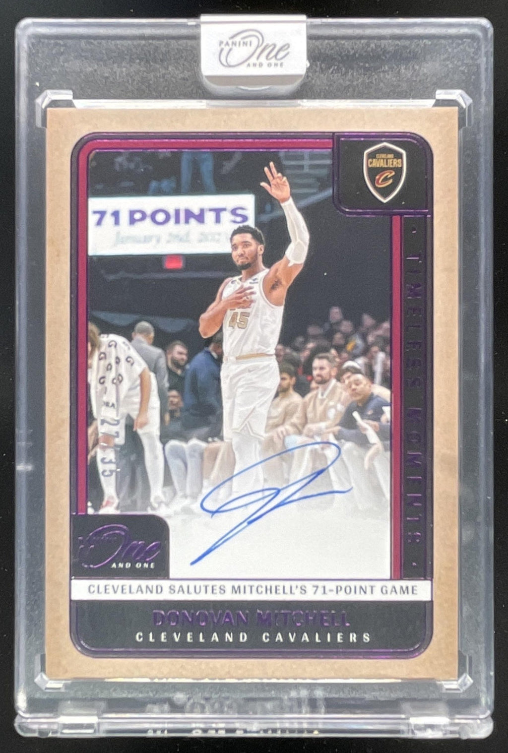 2024-25 Panini One and One Timeless Moments Purple #5 Donovan Mitchell Auto /35