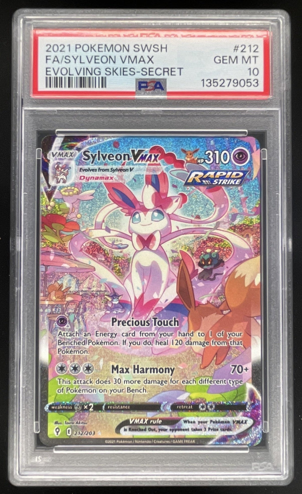 2021 Pokemon Sword & Shield Evolving Skies #212/203 Sylveon VMAX PSA 10