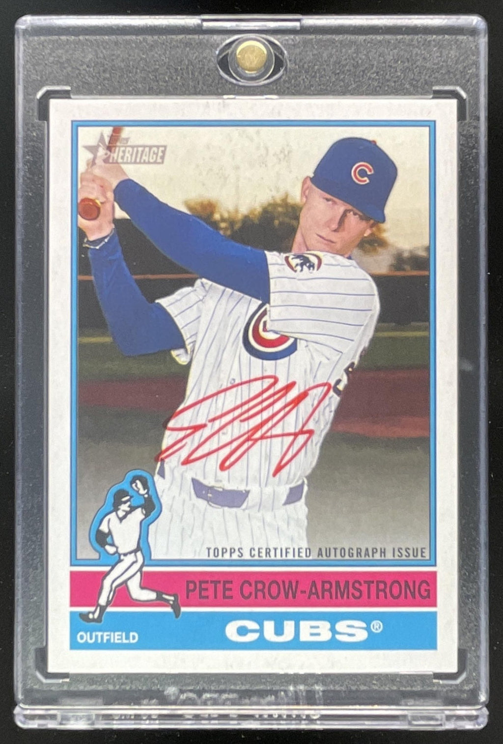 2025 Topps Heritage Real One Red Ink #ROA-PC Pete Crow-Armstrong Auto /76