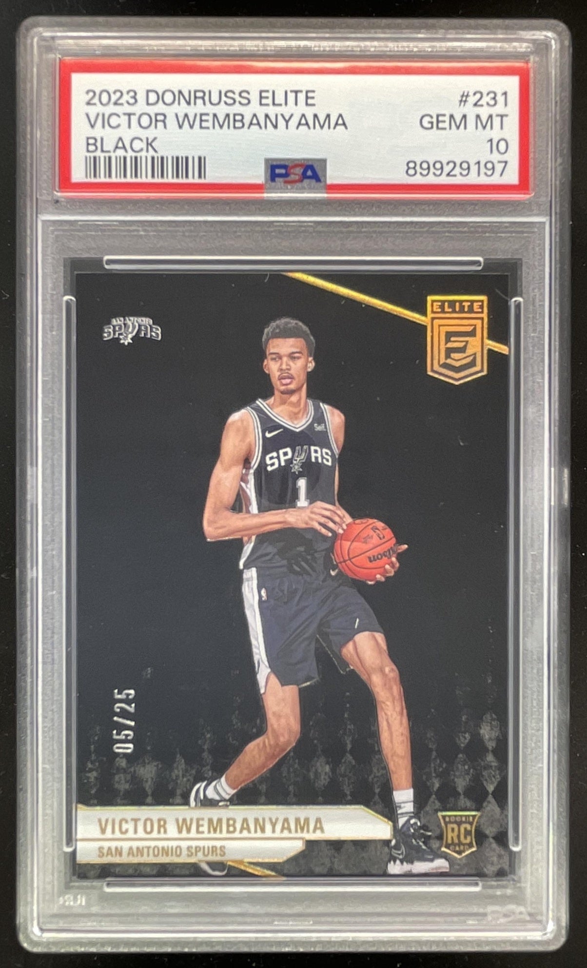 2023-24 Panini Donruss Elite Black #231 Victor Wembanyama RC /25 PSA 10